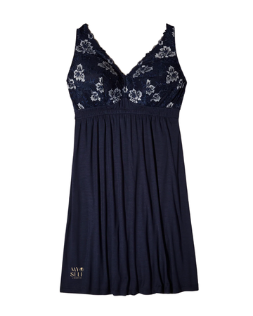 Cosabella SAVON2722P Savona Nocturnal Blue Plus Size Chemise myselflingerie.com